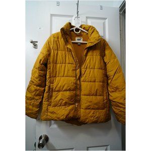 Old navy womens puffer jacket mustard yellow